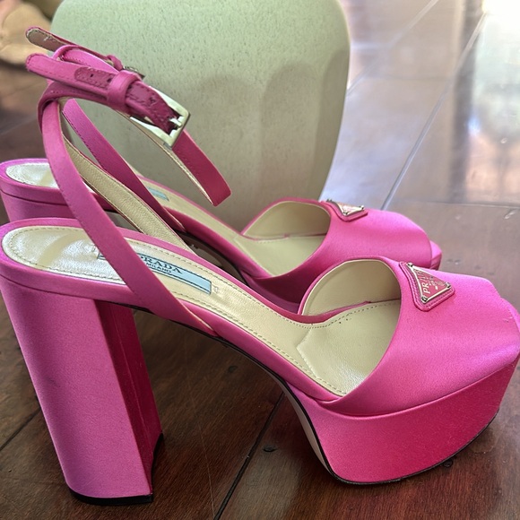 NWT Pink Satin Prada Platform Sandals - Picture 5 of 8